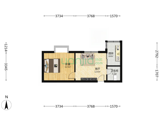万象未央 1室1厅1卫 43平方
