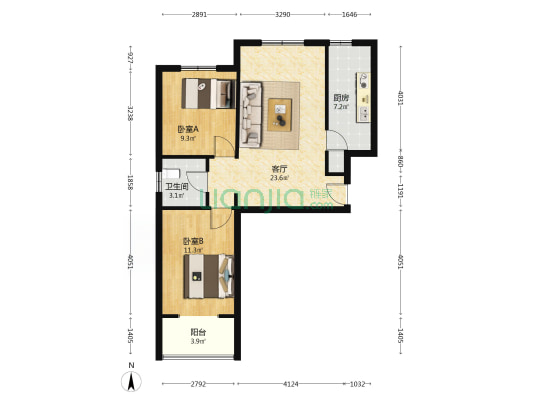 水岸花城，一线河景美宅，标准现房，即买即住-户型图