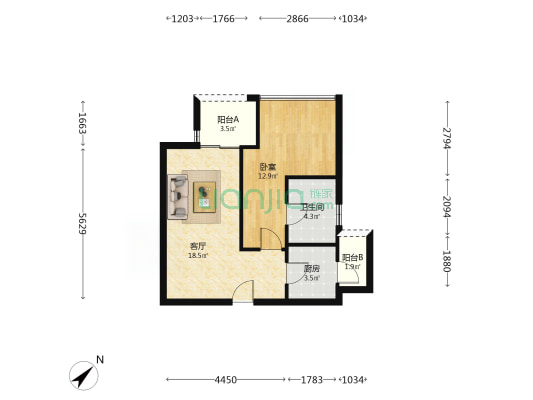万科燕南园 1室1厅1卫 57平方