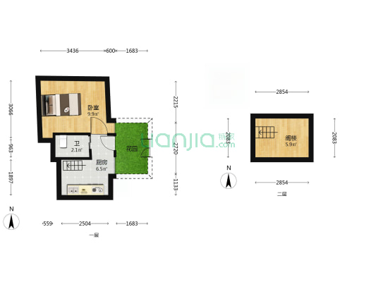 更楼弄社区 1室0厅1卫 21平方