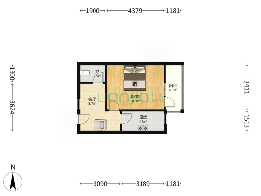 中华南大街34号院 1室1厅1卫 40平方