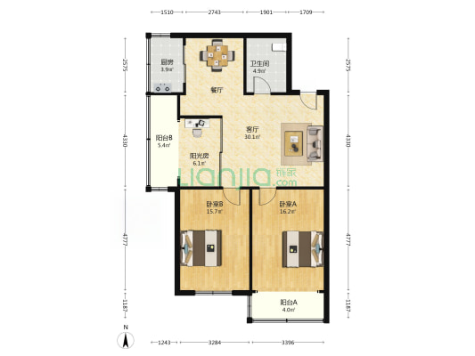 南浦大厦 2室1厅1卫 116平方