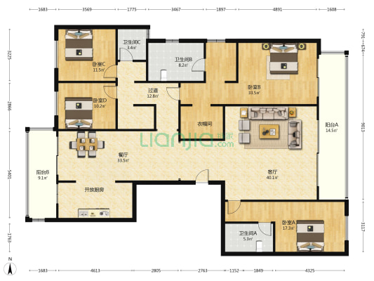 西派少城 4室2厅3卫 247平方