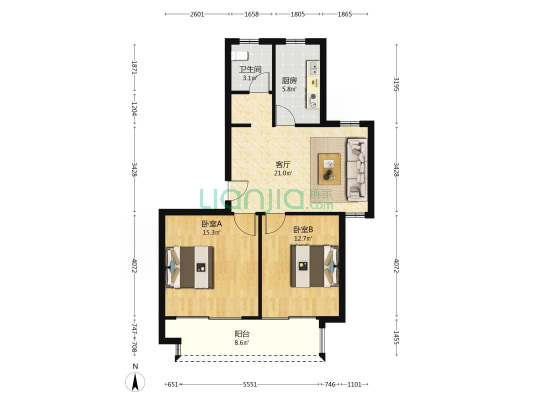 珍珠花园四期 2室1厅1卫 102平方