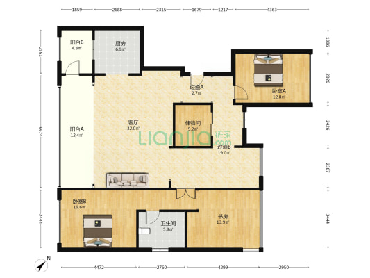 北大资源紫境府二期 3室1厅1卫 161平方