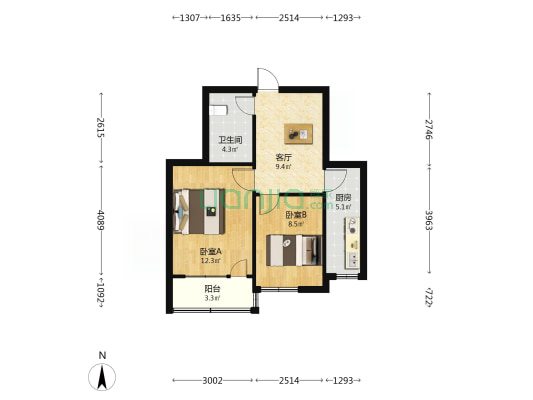 吉庇新村 2室1厅1卫 54平方
