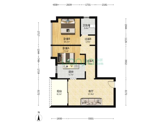 承翰骏玺 2室1厅1卫 81平方