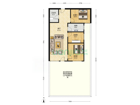 高铁 涿州东站 新干线 一层带花园-户型图