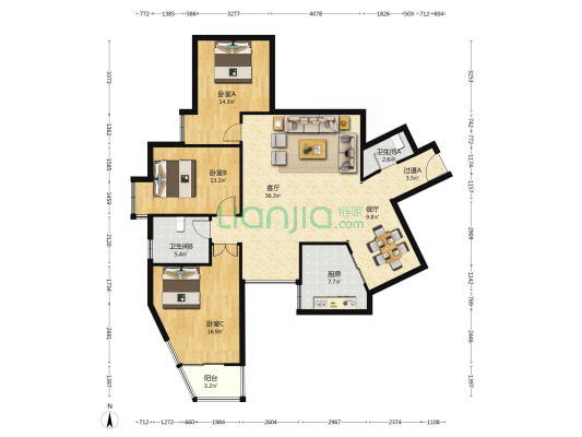 文化西路115号 3室2厅2卫 140平方