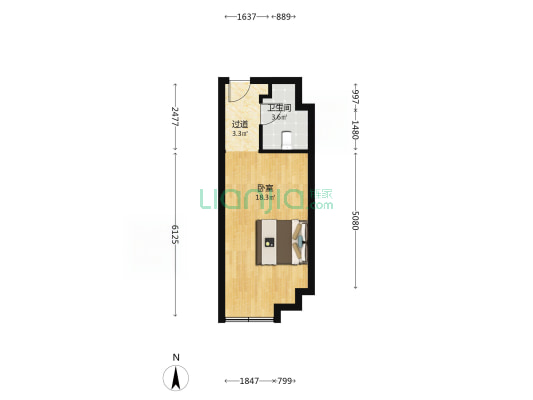 远洋广场 1室0厅1卫 38平方