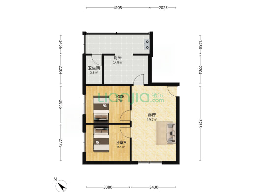 外运小区 2室1厅1卫 67平方