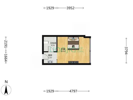 东方百灵（洪城路469号) 1室0厅1卫 41平方