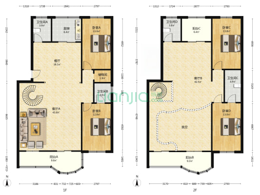 燕赵花园 4室2厅 南 北-户型图