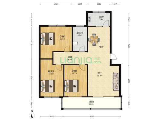 师馨苑 3室1厅1卫 137平方