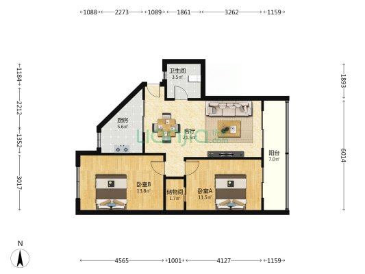 房地局家属院111号院 2室1厅1卫 81平方