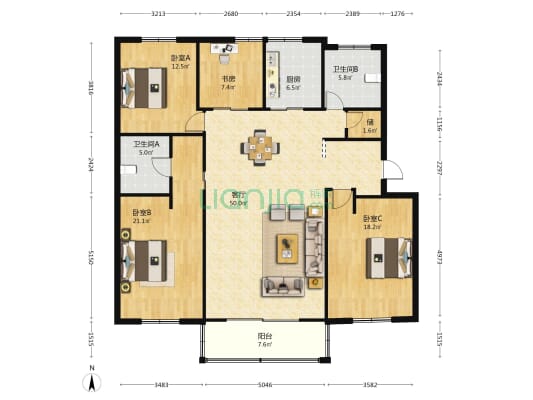 荣钢综合楼 4室1厅2卫 165平方