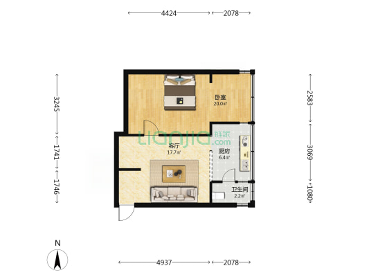 云南省林业运输总公司昆明分公司林园住宅小区 1室1厅1卫 41平方