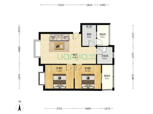 雅乐苑 2室1厅1卫 79平方