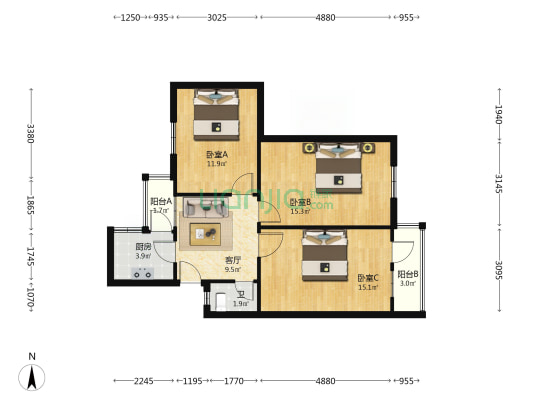 鹦鹉小道 3室1厅1卫 78平方
