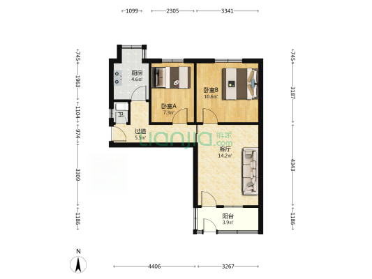 郑州油漆厂家属院南区 2室1厅1卫 57平方