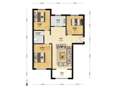 K2狮子城北区 3室2厅 南 北-涿州K2狮子城北区户型图