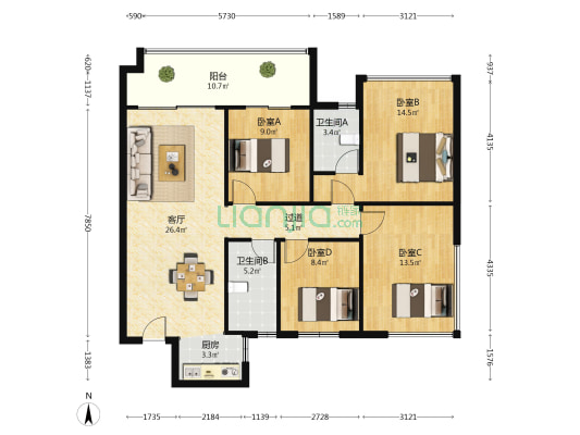 交投和顺青云台 4室1厅2卫 111平方