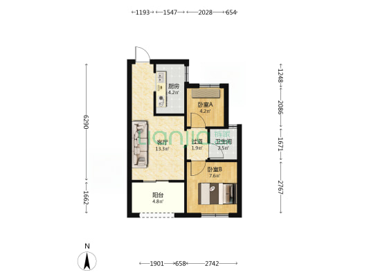 名城悦郡 2室1厅1卫 54平方