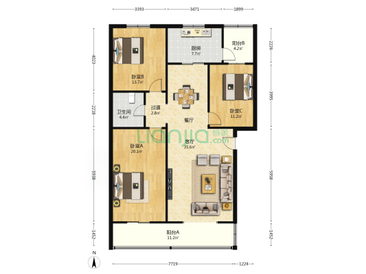 儿童福利院家属院 3室1厅1卫 125平方