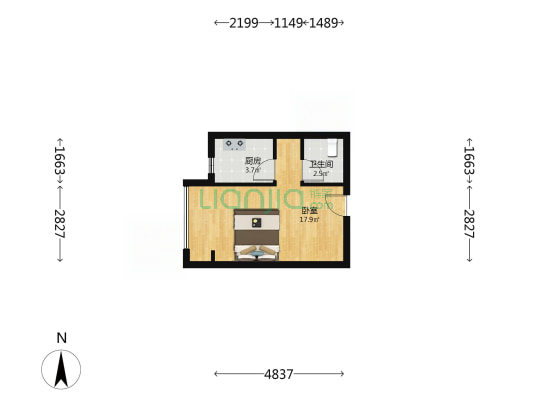 正商航海铭筑 1室0厅1卫 42平方