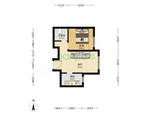 晏河湾家园六区 1室1厅1卫 55平方
