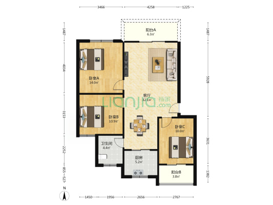 河景馨城K区小区 3室1厅1卫 101平方