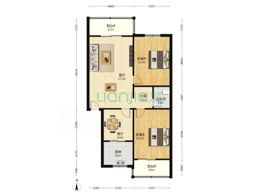 东云阁小区 2室2厅1卫 111平方