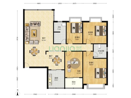 环达路桥 4室2厅2卫 180平方