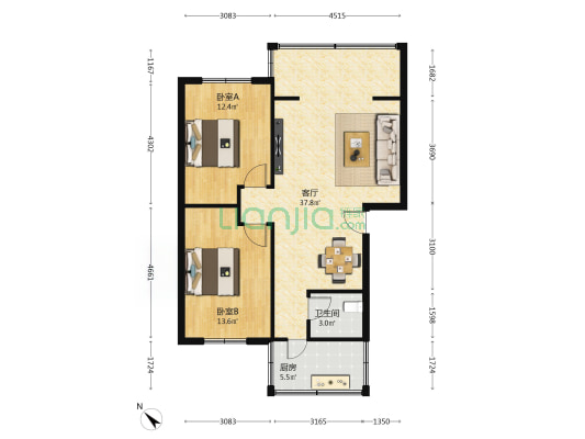 抚琴西北街38号 2室1厅1卫 79平方