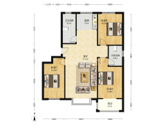 双卫 南北通透3居 高楼层 毛坯 有本-涿州惠友万悦城(涿州)户型图