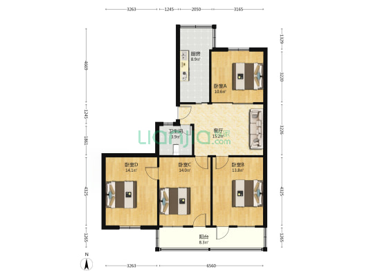 人民巷八号大院 4室1厅1卫 97平方
