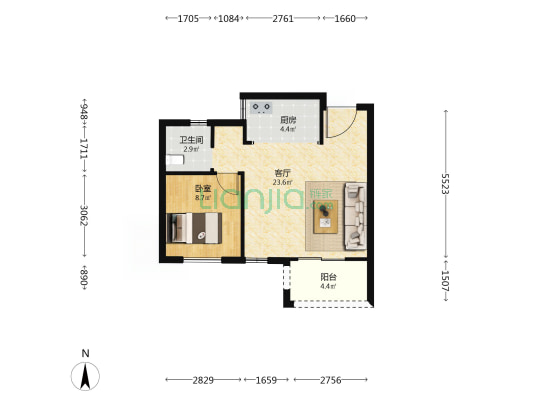 荟都华庭 1室1厅1卫 61平方