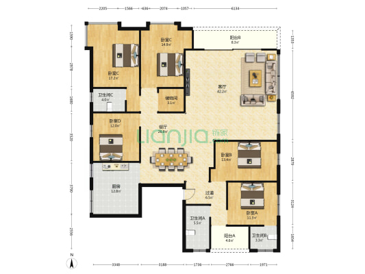 智宁六巷 5室2厅3卫 242平方