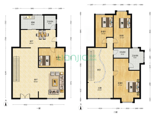 惠延楼 4室2厅3卫 116平方