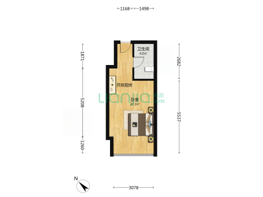 金茂领寓A5 1室0厅1卫 41平方