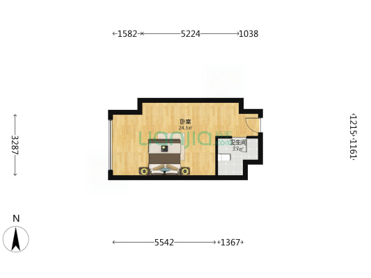 万科城际之光 1室1厅 西-户型图