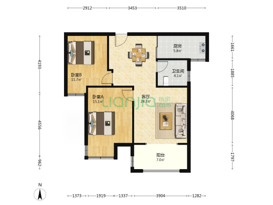 龙湖壹品 2室1厅1卫 92平方