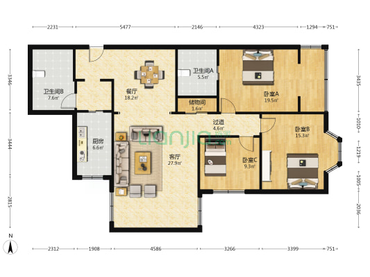二环路西二段79号 3室2厅2卫 135平方