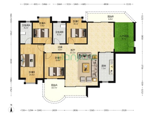御景半岛 4室1厅2卫 138平方