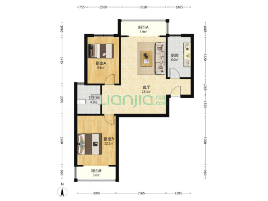 世祥花园 2室1厅1卫 91平方