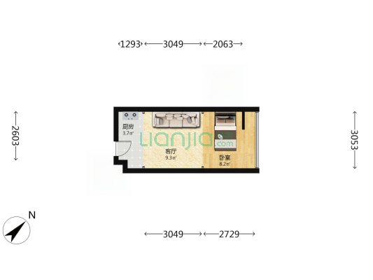 绿地东海岸海湾风尚中心铂俪湾 1室1厅0卫 35平方