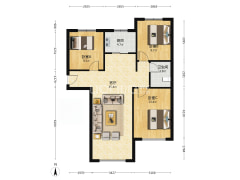 K2狮子城南区 3室1厅 南 北-涿州K2狮子城南区户型图