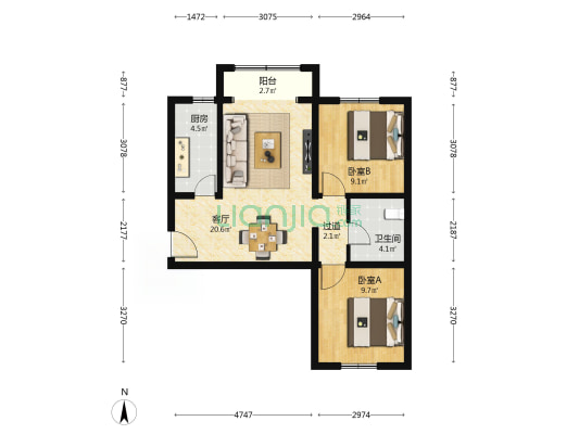 石园大街9号院(三区) 2室1厅1卫 82平方
