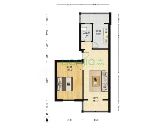 锦东路356号 1室1厅1卫 57平方