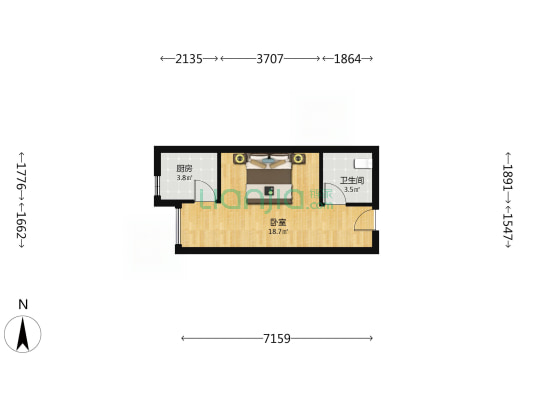 龙泊小时代 1室0厅1卫 40平方